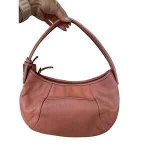 Vintage Liz Claiborne Coral Peach Pebbled Leather Y2K Hobo Shoulder Bag